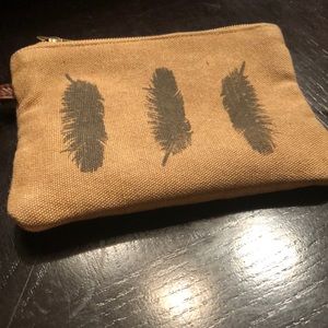 Canvas and Leather Feather Wristlet